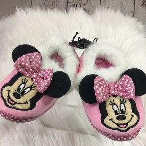 NEW Toddler Disney Minnie Mouse Slippers Pink 9-10
